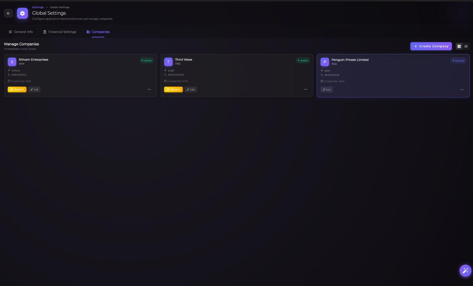 ZeFlash Global Settings — multi-company configuration